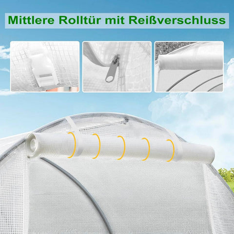 Rootz Premium Large Walk-In Greenhouse - Garden Greenhouse - Plant Shelter - Weather-Resistant PE Mesh - Spacious 6m² Interior - Sturdy 19mm Steel Frame - 300cm x 200cm x 200cm