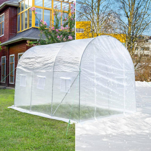 Rootz Premium Large Walk-In Greenhouse - Garden Greenhouse - Plant Shelter - Weather-Resistant PE Mesh - Spacious 6m² Interior - Sturdy 19mm Steel Frame - 300cm x 200cm x 200cm