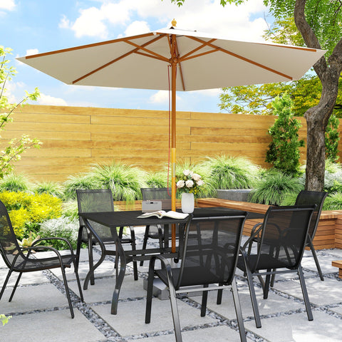 Rootz Garden Table - Outdoor Dining Table - Patio Table - Weatherproof - Steel - 150x90x73 cm - Black - Seats 6 - Umbrella Hole