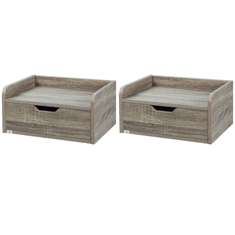 Rootz Set of 2 Wall Mounted Bedside Tables - Hanging Bedside Tables - Floating Nightstands - Space Saver - 40L x 30W x 19.5H cm - Grey