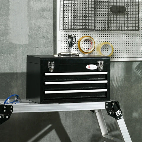 Rootz Tool Box - With 116-piece Tool Set - Mobile Tool Box - Lockable - Steel Housing - Black - 45 x 24 x 27 cm
