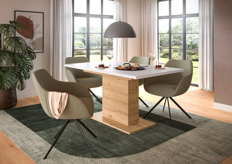 Rootz Extendable Dining Table - Dining Furniture - Brown & White Finish - Easy Adjustability - 150-190x76x80cm