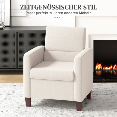 Rootz Upholstery Armchair - Linen Look Chair - Wooden Frame Chair - Comfortable Seating - 71cm x 87cm