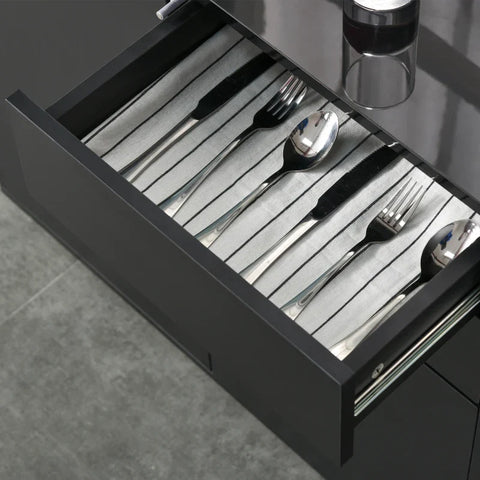 Rootz Standing Cabinet - Sideboard Chest Drawers - Modern Style - 2 Drawers - 2 Cupboards - Chipboard - Black - 79W x 36D x 74H cm