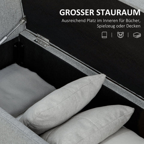 Rootz Upholstered Bed Bench with Storage - Bedroom Bench - Entryway Bench - Hidden Storage - Comfortable Fabric - 140cm x 49cm x 68cm