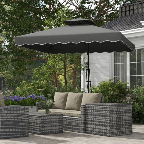 Rootz Hanging Umbrella - Garden Umbrella - Decorative Edge - Ventilation Canopy - Cantilever Umbrella - Weatherproof - Protective Cover - Sun Protection - Metal-polyester - Dark Gray - 2.4x2.4x2.6m