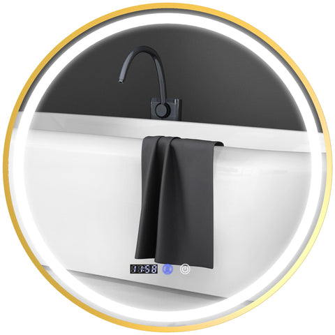 Rootz Round LED Bathroom Mirror - Anti-Fog Mirror - Touch Control Mirror - Adjustable Brightness - Ø60 x 3.5cm