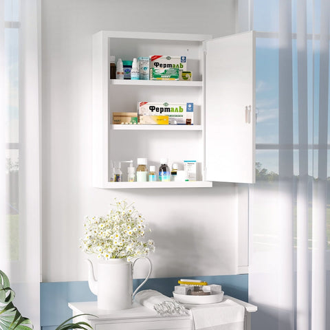 Rootz Kleankin Medicine Cabinet - Secure Storage - Child-Safe Organizer - Cold Rolled Steel - 40cm x 15cm x 53.5cm