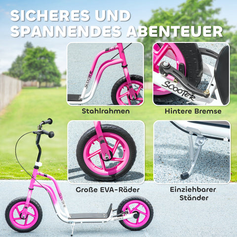 Rootz Children's Pink Scooter - Kids Kick Scooter - Adjustable Handlebar Scooter - Safe Handbrake - 80-88h x 50w x 31L cm