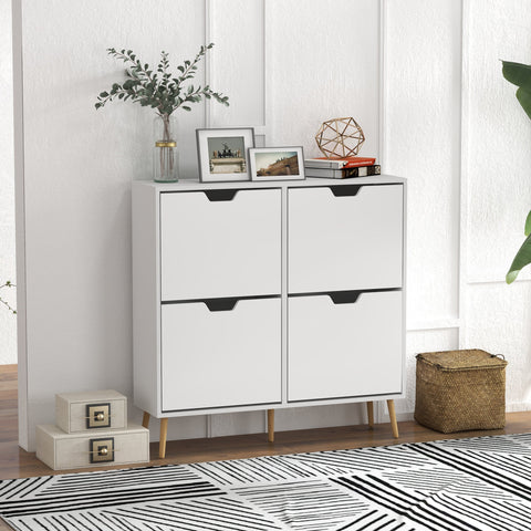 Rootz Shoe Cabinet - Shoe Organizer - Storage Unit - Adjustable Shelf - Holds 16 Pairs - 95 x 26 x 95 cm White