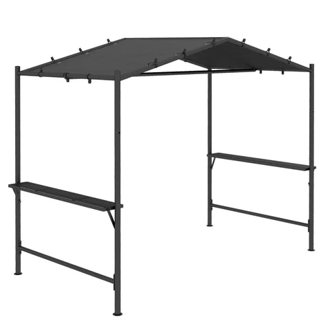 Rootz Grill Tent - BBQ Pavilion - Grill Roof - Weatherproof - Ground Spikes - Side Pockets - Steel-Polyester - Dark Gray - 277 X 149 X 230 Cm