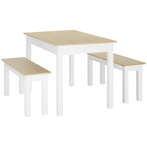 Rootz 3-Piece Dining Room Table Set - Adjustable Benches - Chipboard Dining Set - Space-Saving - 119cm x 70cm x 75cm