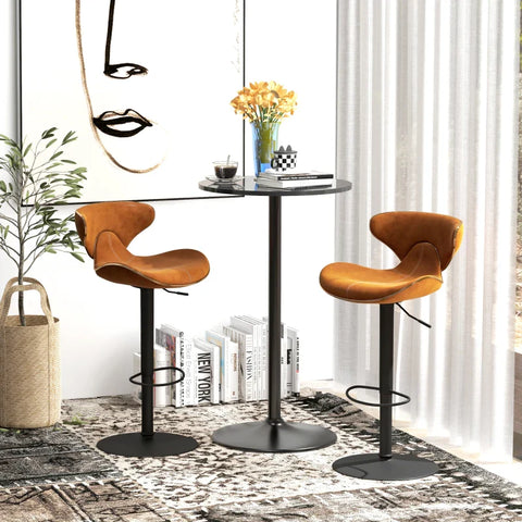 Rootz Bar Table - Table For 2 People - Modern Design - Round Table - Powder-coated Steel - Black - 60 x 60 x 102 cm