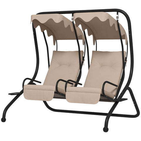 Rootz Hollywood Swing - Garden Swing - Weatherproof Swing - 2 Cup Holders - Romantic Shade - 170cm x 136cm x 170cm