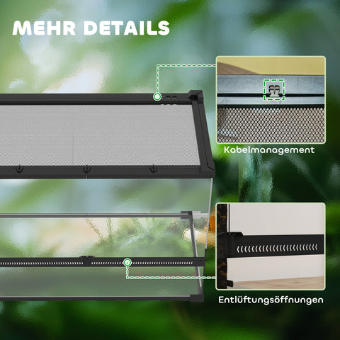 Rootz Glass Terrarium for Reptiles - Vivarium - Reptile Enclosure - Waterproof Floor - 50cm x 30cm x 35cm