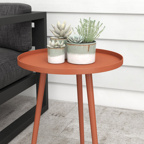Rootz Side Table - Coffee Table - Garden Table - Weatherproof Steel - Ø40 x 50cm - Red