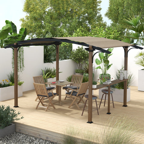 Rootz Pergola Garden Pavilion - Outdoor Shade - Weather Resistant - UV Protection - 406cm x 260cm x 239cm