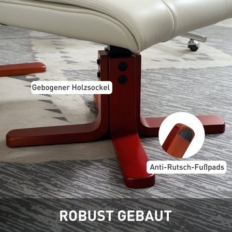 Rootz Relaxation Chair with Stool - Recliner Chair - Lounger - Tilting Backrest for Comfort - 84cm x 84cm x 104cm  White