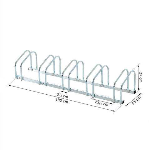 Rootz 5 Bicycle Stand - Bike Rack - Cycle Holder - Durable & Weatherproof - Space-Saving Design - Versatile Mounting - 145cm x 33cm x 27cm - Galvanized Steel