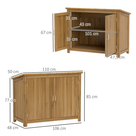 Rootz Wooden Garden Cabinet - Storage Chest - Tool Organizer - Weatherproof Design - 110cm x 50cm x 85cm