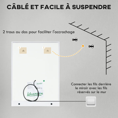 Rootz LED Bathroom Mirror - Illuminated Vanity Mirror - Lighted Mirror - Anti-Fog - 80cm x 60cm x 2.7cm