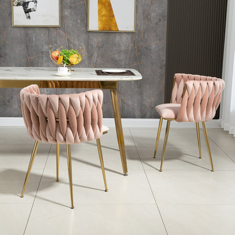 Rootz 2 Piece Luxury Velvet Dining Chairs - Modern Dining Chairs - Upholstered Chairs - Comfort & Style - 55.5L x 54W x 74H cm