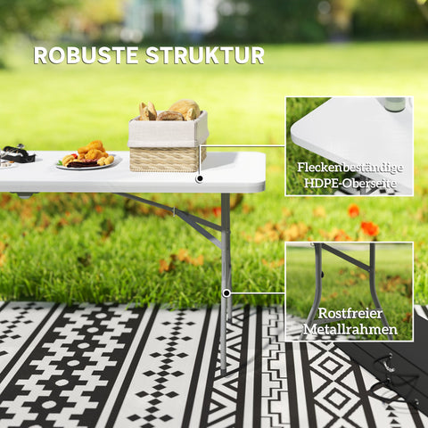 Rootz Folding Camping Table - Foldable Picnic Table - Portable Outdoors Table - Durable Design - 180cm x 74cm x 74cm