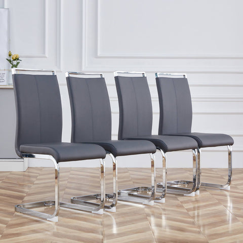 Rootz 4 Piece Set Dining Chairs - Dinner Chairs - Ergonomic Seating - Chrome-Plated Stability - 42cm x 54cm x 100cm