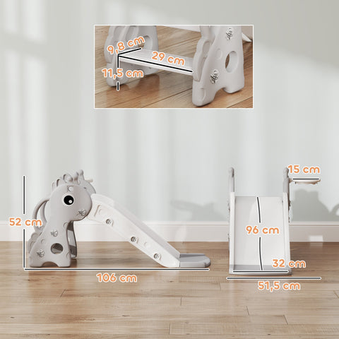 Rootz 3-in-1 Children's Slide - Toddler Slide - Giraffe Slide - Promotes Active Play - 106l x 51.5b x 52h cm & Basketball Basket