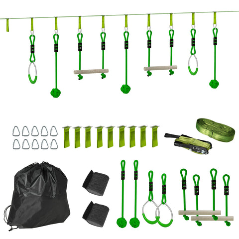 Rootz 3 Zipline Kits - Children's Cable Car Set - Adventure Kit - Strength & Coordination Boost - Fir Wood, Plastic - 1000L x 5B x 0.18T cm