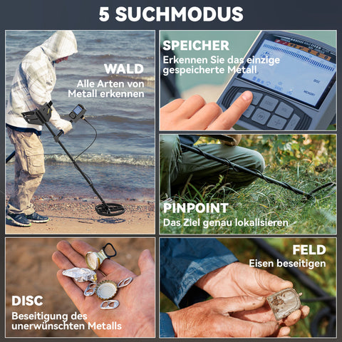 Rootz Metal Detector for Adults - Treasure Finder - Gold Detector - IP68 Waterproof - LCD Display - 28x21x48-130 cm