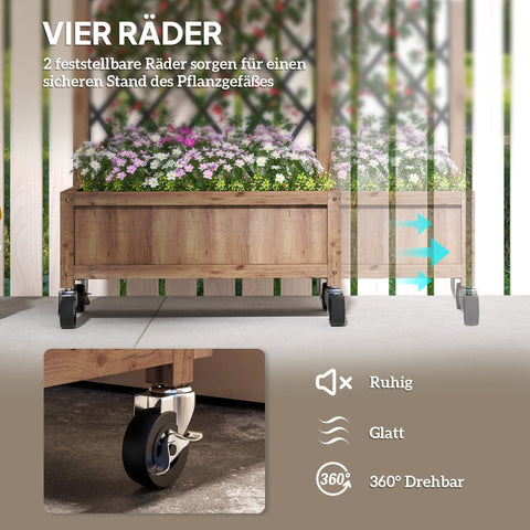 Rootz 2 Piece Raised Bed Set Planting Box - Planter Box - Flower Box - Supports Climbing Plants - 152cm x 25cm x 97cm