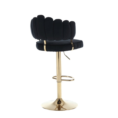 Rootz Adjustable Bar Stools - Retro Seating - Velvet Chairs - Ergonomic Comfort - 48cm x 45.5cm x 92-114cm