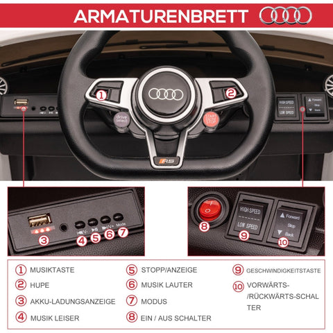 Rootz Kids Electric Sports Car - Ride-On Toy Car - Children's Vehicle - Realistic Design - MP3 Player - Remote Control - White - 102cm x 60cm x 44cm