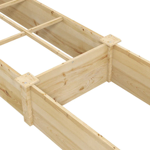 Rootz Raised Bed - Planter Box - 2 Pieces - Open Bottom - Wood Frame - Fir Wood - Easy Assembly - Natural - 237 x 60 x 25cm