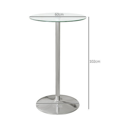 Rootz Bar Table - Table For 2 People - Modern Design - Round Table - Powder-coated Steel - Silver - 60 x 60 x 102 cm