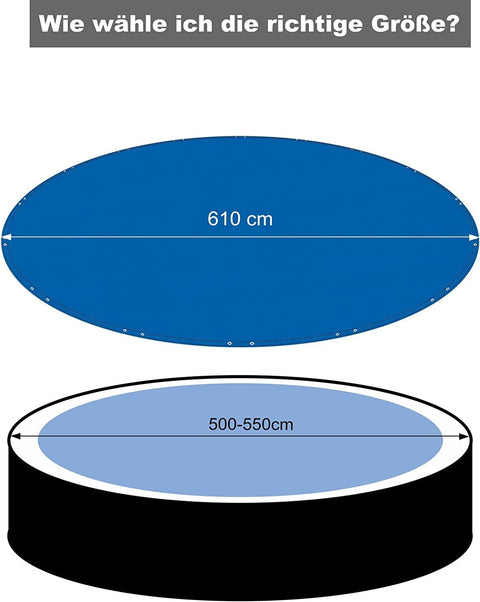 Rootz Ultimate Pool Cover - Protective Cover - Weatherproof Tarp - Durable 200gsm PE - Algae & UV Protection - Easy Installation - Multiple Sizes 305cm to 610cm