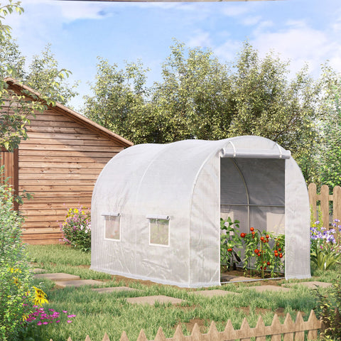 Rootz Garden Polytunnel - Greenhouse - Plant Shelter - Enhanced Crop Yield - 3L x 2W x 1.9H m - Galvanized Steel - HDPE Cover