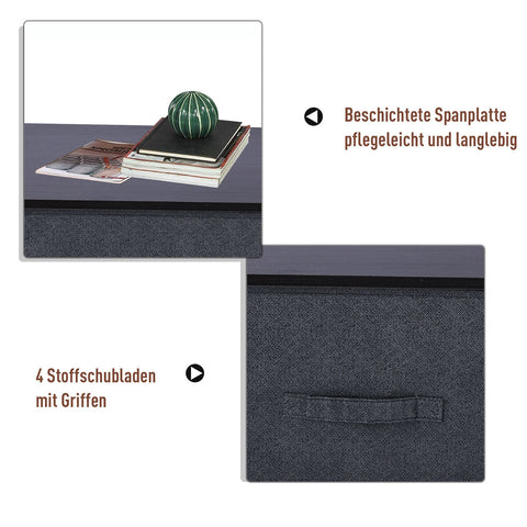 Rootz Drawer Cabinet Storage Cabinet - 4 Foldable Fabric Drawers - Chest of Drawers - Space Saver - 45cm x 30cm x 92cm