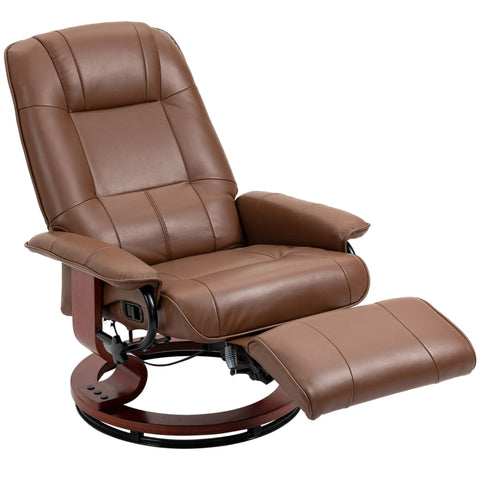 Rootz Recliner Chair - Swivel TV Chair - Faux Leather - 145° Tilting Backrest - 360° Rotating Base - Brown - 78cm x 87cm x 100cm