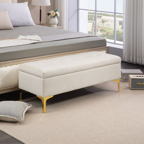 Rootz Upholstered Storage Bench - Bed Bench - Window Bench - Velvet-like Finish - 120cm x 44cm x 44.5cm