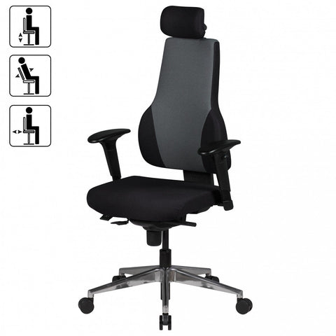 Rootz Executive Chair - Office Chair - Swivel Chair - Trapezoidal Backrest - Adjustable Armrests - 3-Point Synchronous Mechanism - Height-Adjustable Headrest - 100% Polyester Fabric - 63cm x 47cm x 118-149cm