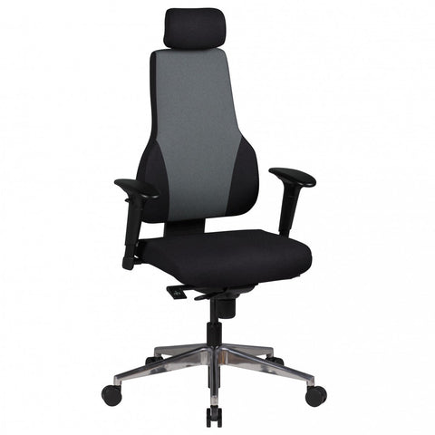 Rootz Executive Chair - Office Chair - Swivel Chair - Trapezoidal Backrest - Adjustable Armrests - 3-Point Synchronous Mechanism - Height-Adjustable Headrest - 100% Polyester Fabric - 63cm x 47cm x 118-149cm
