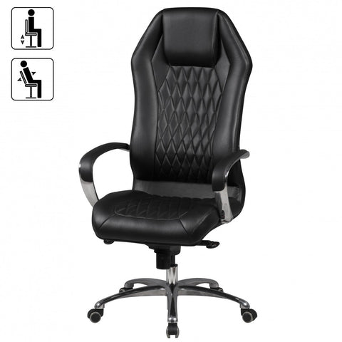 Rootz Executive Chair - Office Chair - Genuine Leather - Aluminum Armrests - Ergonomic Design - Breathable - 126cm x 70cm x 70cm