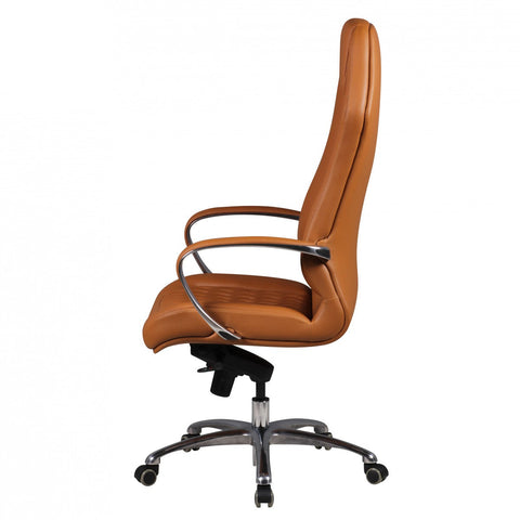 Rootz Executive Chair - Genuine Leather - Aluminum Armrests - Ergonomic Design - Caramel Color - 126-136cm x 70cm x 70cm
