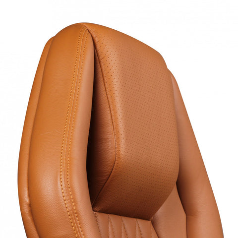 Rootz Executive Chair - Genuine Leather - Aluminum Armrests - Ergonomic Design - Caramel Color - 126-136cm x 70cm x 70cm