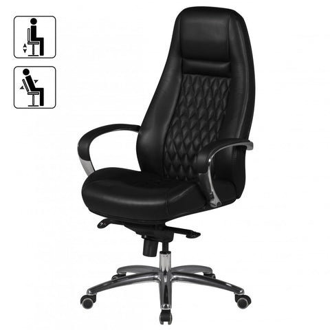 Rootz Executive Chair - Genuine Leather - Diamond Design - Aluminum Base - Ergonomic Controls - Lumbar Support - 120kg Load Capacity - 120-130cm x 68cm x 50cm