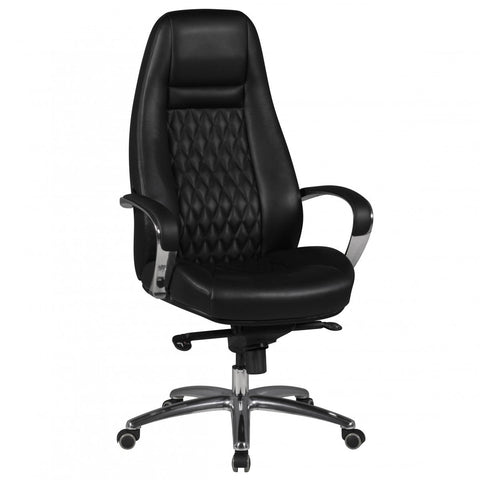 Rootz Executive Chair - Genuine Leather - Diamond Design - Aluminum Base - Ergonomic Controls - Lumbar Support - 120kg Load Capacity - 120-130cm x 68cm x 50cm