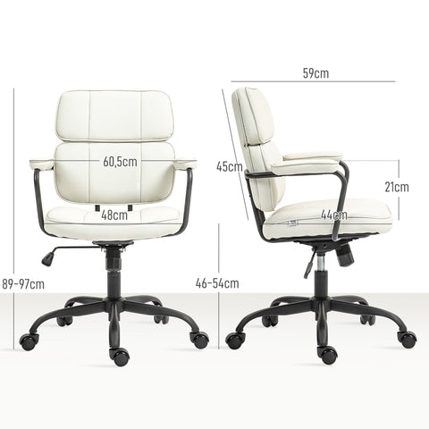 Rootz Adjustable Office Chair - Desk Chair - Swivel Chair - 360° Rotatable - 60.5cm x 59cm x 89-97cm -  White