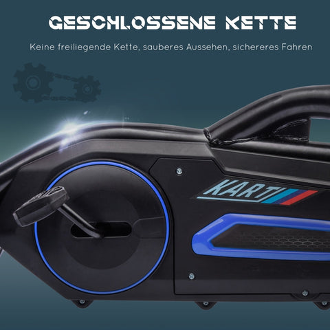 Rootz Go Kart Pedal Go Kart - Kids Ride-On Car - Children's Racing Kart - Ultimate Control - Adjustable Comfort - Versatile Terrain Handling - 100cm x 58cm x 58.5cm - Plastic, Metal, EVA - Blue + Black